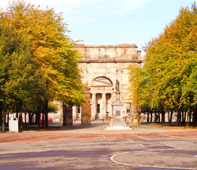 Spring and arked Portico in the park