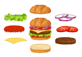Burger constructor on a white background