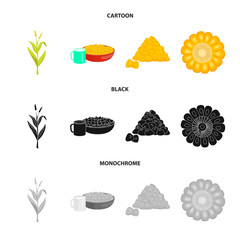 Vector illustration of cornfield and vegetable symbol. Set of cornfield and vegetarian stock vector illustration.
