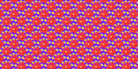 Amazing red flower background with glowing circles and stars in the background.