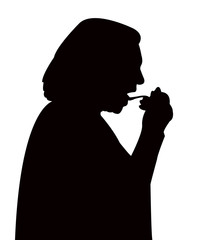 Obraz na płótnie Canvas a woman eating silhouette vector