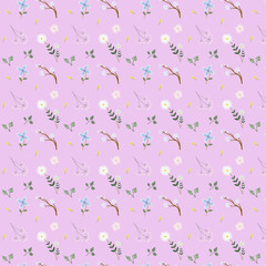 Flower and leaf  patternbackground  isolated on pink background