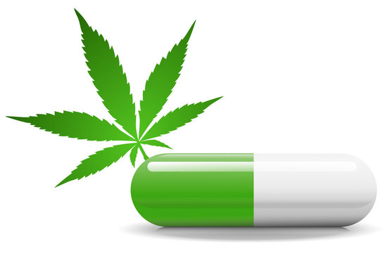 Hanf Cannabis Tablette Medizin isoliert Symbol