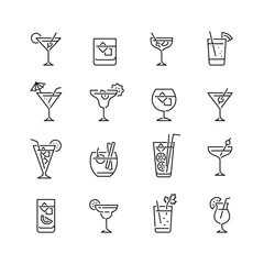 Foto op Plexiglas Cocktail related icons: thin vector icon set, black and white kit © Mykola