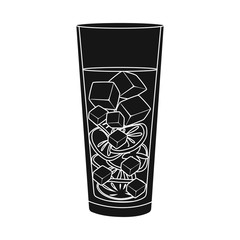 Vector design of glass and juice sign. Set of glass and grapefruit stock symbol for web.