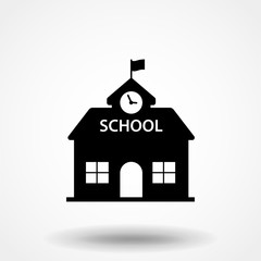 High school building icon vector, filled flat sign, solid pictogram isolated on white. Symbol, logo illustration.