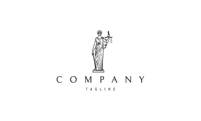 Lady Justice Statue Black vector logo 4 design