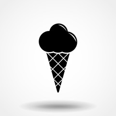 Ice cream cone icon isolated. Modern sweet vanilla desert sign. Trendy vector chocolate cram symbol for web site design, button to mobile app. Logo illustration.