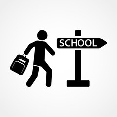 Schoolboy carrying a bag vector icon
