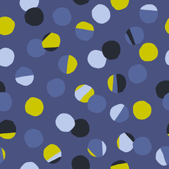 Geometric seamless pattern with polka dot background. Modern hand drawn texture. Vector illustration for print, wrapping paper, design.