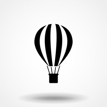Vector illustration. Silhouette of hot air balloon. Air transport for travel. Isolated on white background