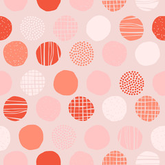 Geometric seamless pattern with polka dot background. Modern freehand texture. Vector illustration for print, wrapping paper, design.