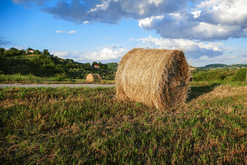 bale with cloudy sky in the background