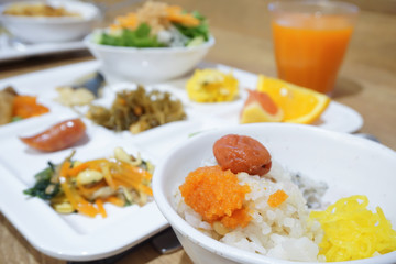 Healthy Japanese meal made with variety types of ingredients.