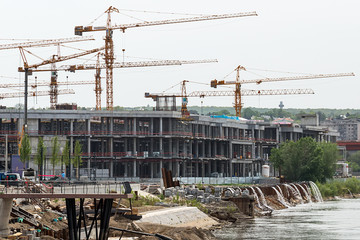 Belgrade, Serbia April 26, 2019: Construction site in Belgrade on the waterfront