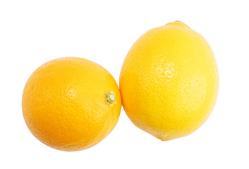 Two yellow lemons isolated on white