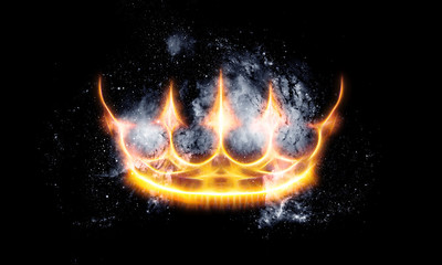 Royal crown in cosmic space. Light crown.