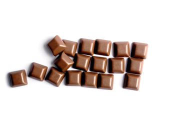 Chocolate isolated on white background scattered