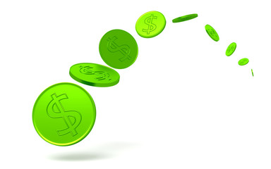 Green coins with a dollar sign.