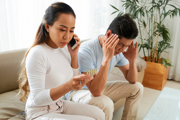 Woman talking to doctor on phone