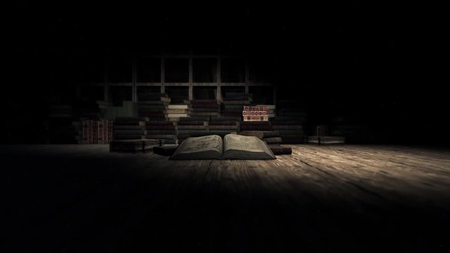 medieval library and old book animation
