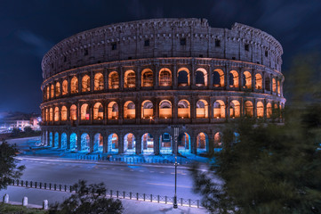 Rome night Colosseum. Cityscape, coliseum with night light - 264981725