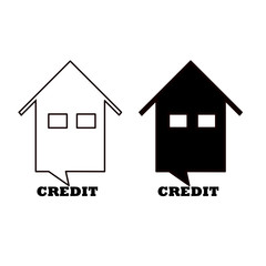 white and black house vector with credit inscription