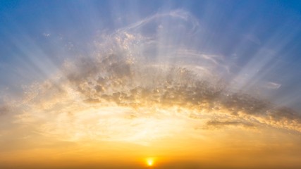 Morning sunrise sky and cloud nature panorama background