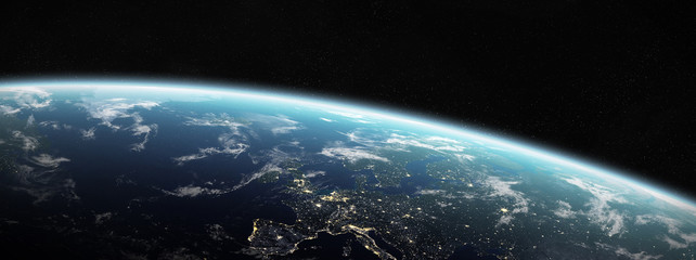 View of blue planet Earth in space 3D rendering elements of this image furnished by NASA © sdecoret