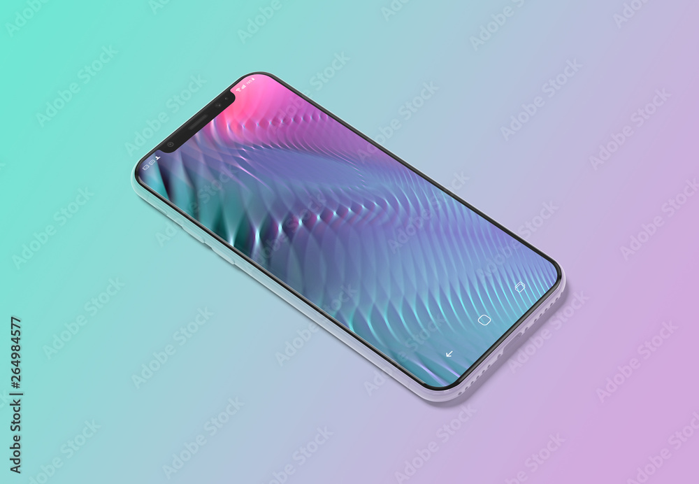 Aufkleber Modern smartphone mockup on gradient background 3D rendering