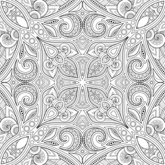 Monochrome Seamless Pattern with Mosaic Motif