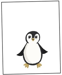 Illustration with penguins. Ecology problem with oil.
