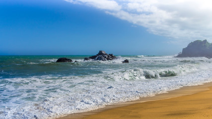 beautiful colombian beach, rocks and landscapes