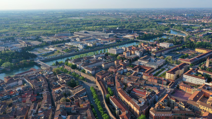 Aerial drone panoramic photo from iconic city of Verona, Italy