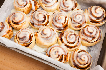 Cinnabons cinnamon rolls in baking dish