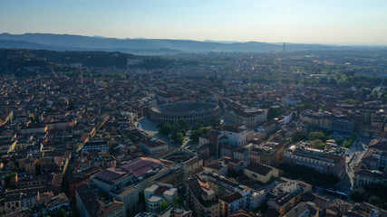 Aerial drone panoramic photo from iconic city of Verona, Italy