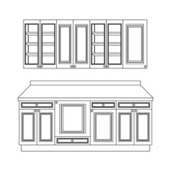 Kitchen set furniture outline