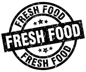 fresh food round grunge black stamp