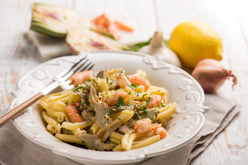 pasta with shrimp artichoke and lemon grated peel