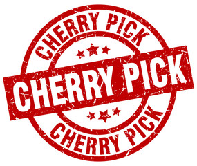 cherry pick round red grunge stamp