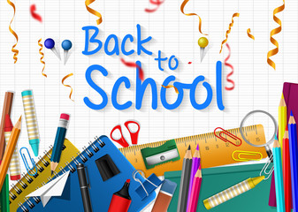  Welcome Back to School - Back to School Vector Illustration. Back to school education with school supplies - Back to school isolated vector.