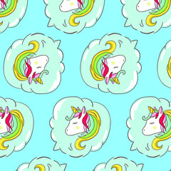 Seamless unicorn background. Vector design elements