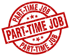 part-time job round red grunge stamp