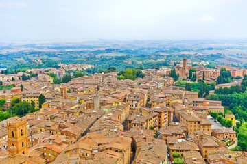 Naklejka premium View of the historic cityscape of Siena in Tuscany, Italy.