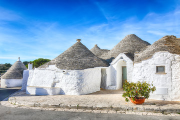 Trulli of Alberobello typical houses street view