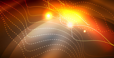 Glossy shiny glowing neon waves