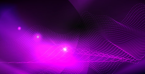 Obraz premium Glossy shiny glowing neon waves