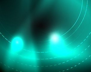 Dark space with neon color glowing lights abstract background