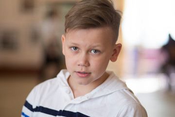 Portrait of a beautiful child in the room.