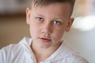 Portrait of a beautiful child in the room.